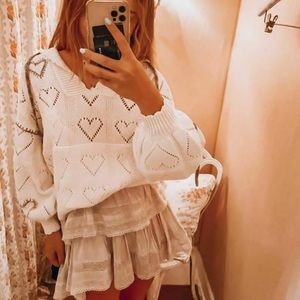 HEART KNIT LONG SLEEVE SWEATER LOVE SHACK FANCY DUPE
